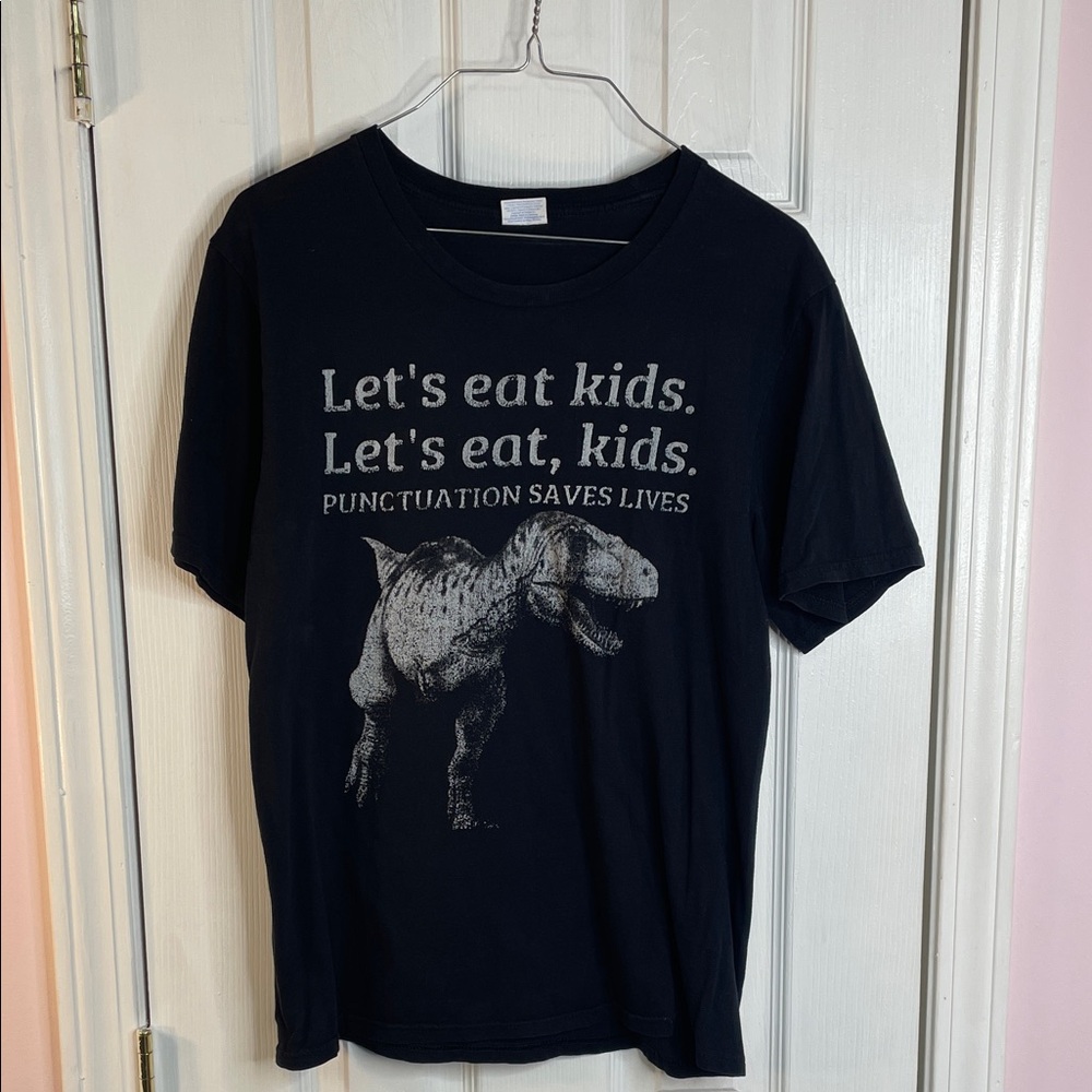 Tyrannosaurus Rex Graphic Joke T-Shirt Faded Black Unisex Size Medium